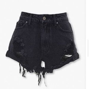 Distressed jean shorts
